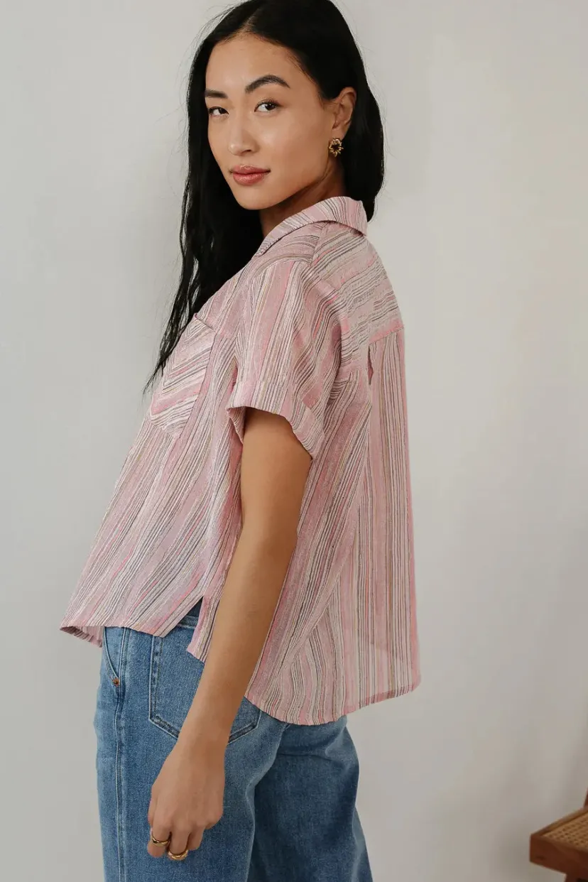 Tops | Blouses>Bohme Wilma Woven Top in - FINAL SALE Pink