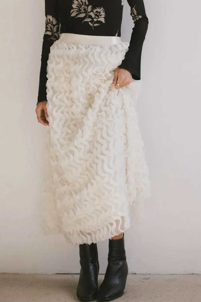 Skirts | All Bottoms>Bohme Yani Ruffle Tulle Maxi Skirt in Cream