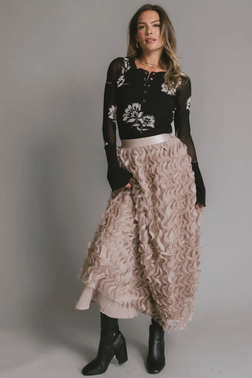 Skirts | All Bottoms>Bohme Yani Ruffle Tulle Maxi Skirt in Mauve