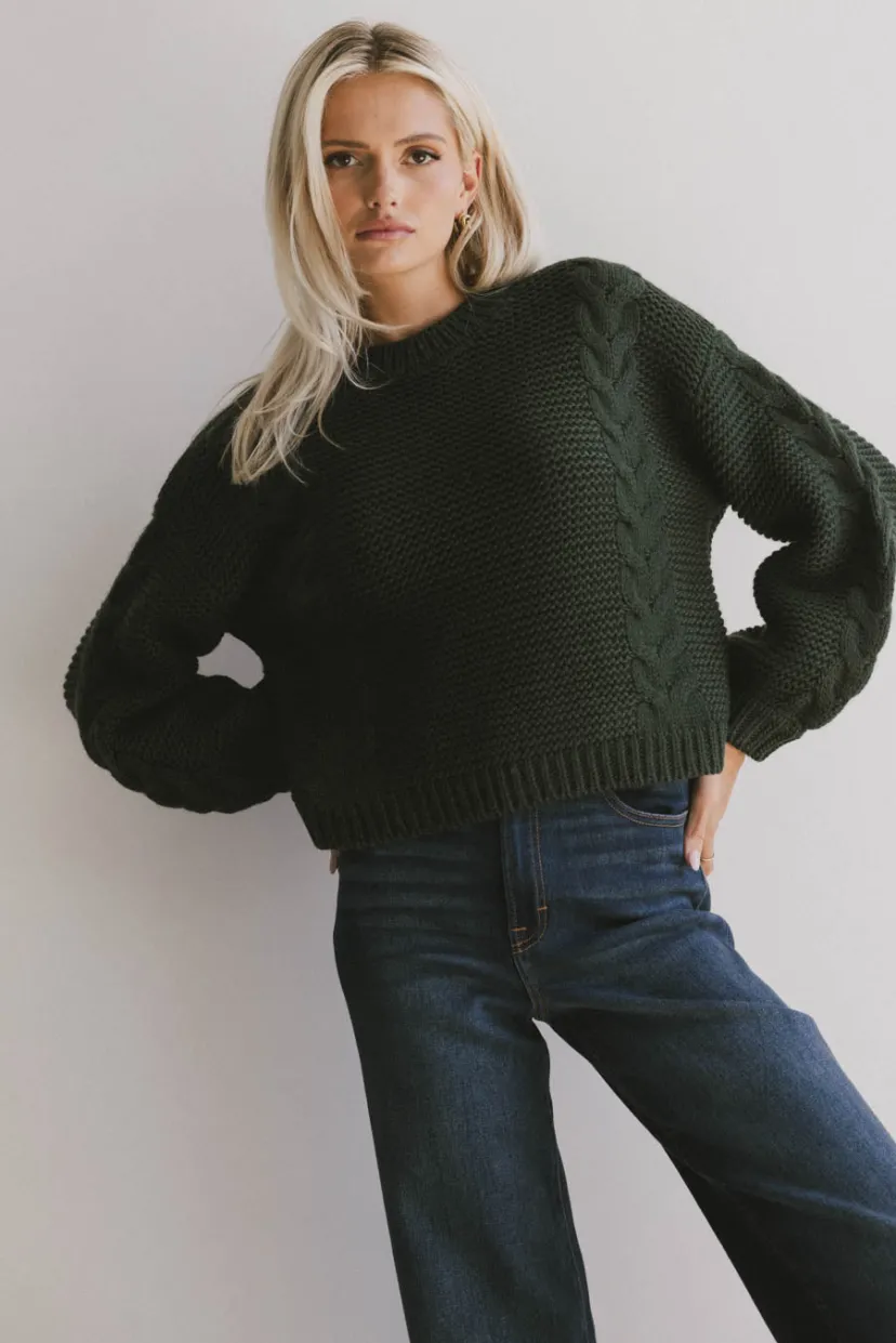 Tops | Sweaters>Bohme Zaidee Knit Sweater in Hunter Green Huntergreen