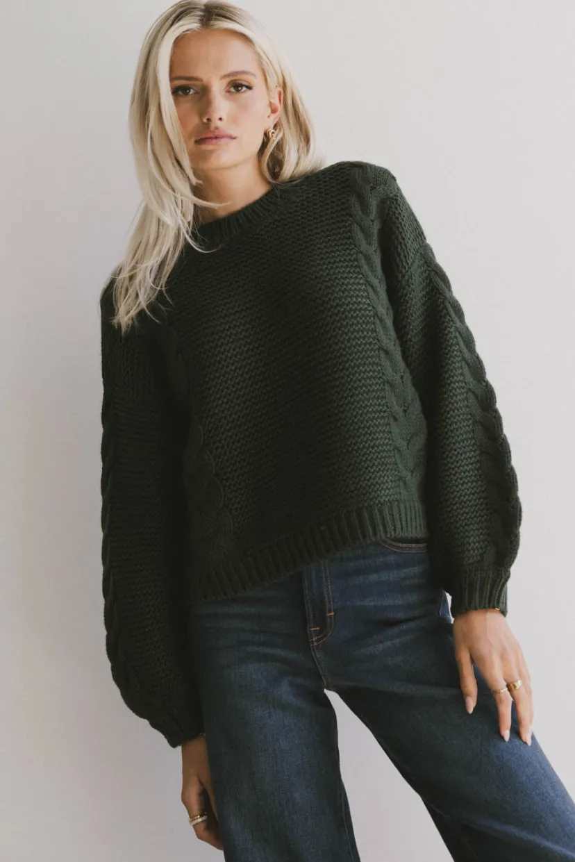 Tops | Sweaters>Bohme Zaidee Knit Sweater in Hunter Green Huntergreen