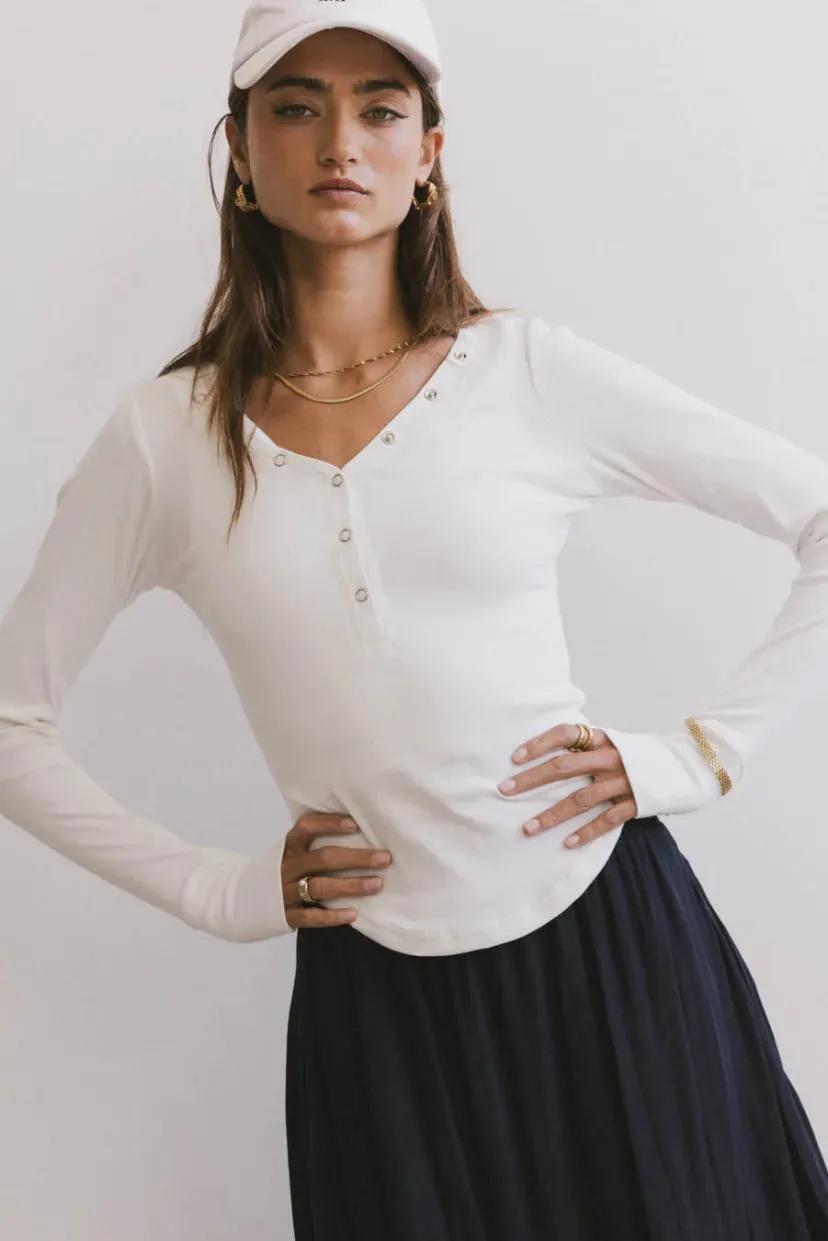 Tops | Essentials>Bohme Zela Ribbed Top in Ivory