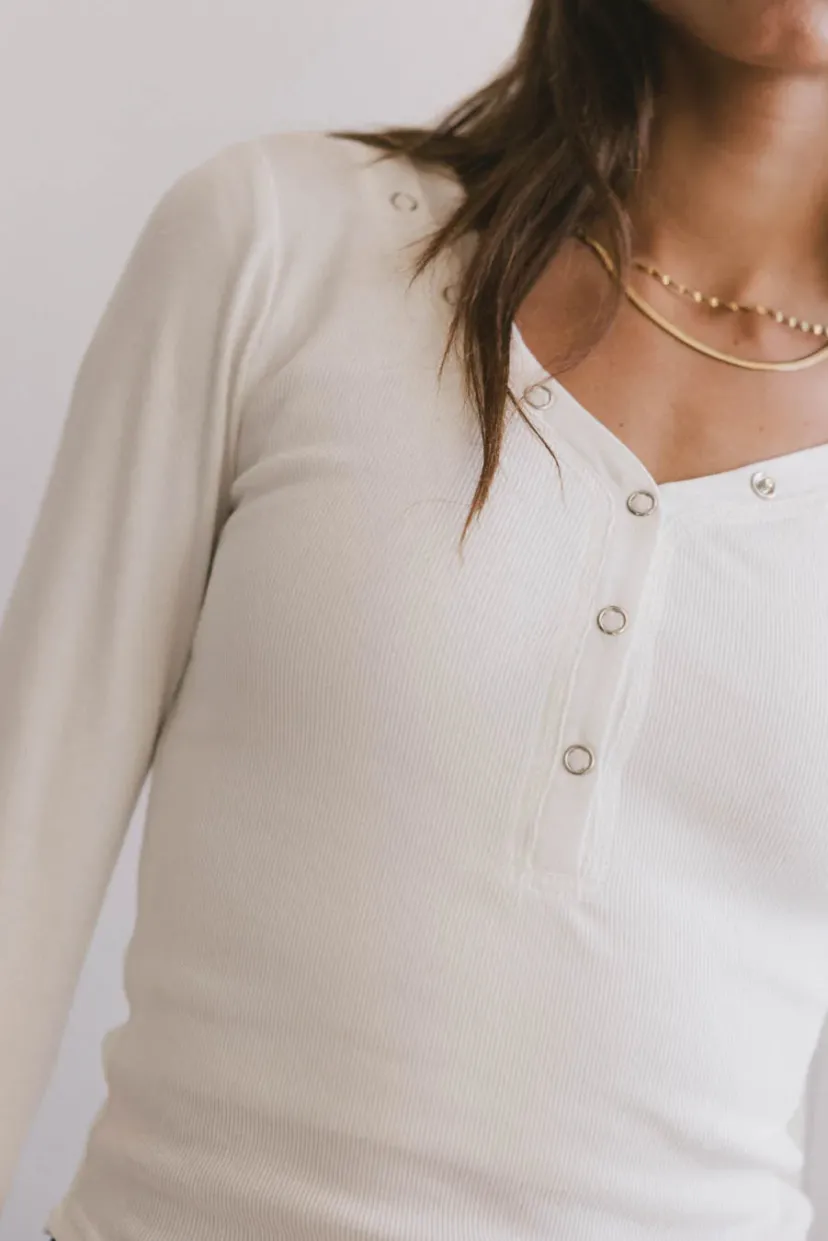 Tops | Essentials>Bohme Zela Ribbed Top in Ivory